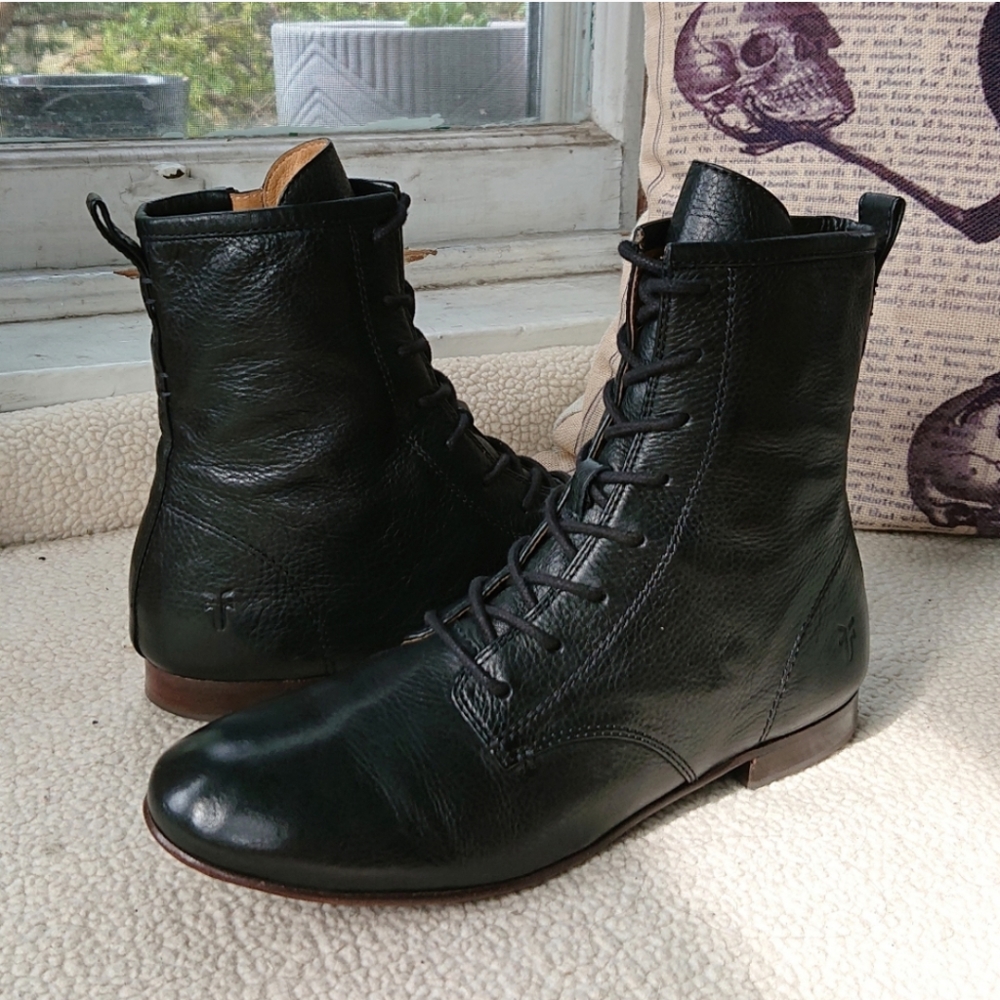 Frye "Jillian Lace Up" Leather Combat Boots